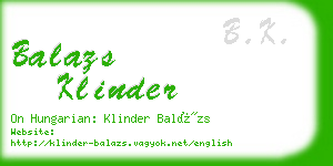 balazs klinder business card